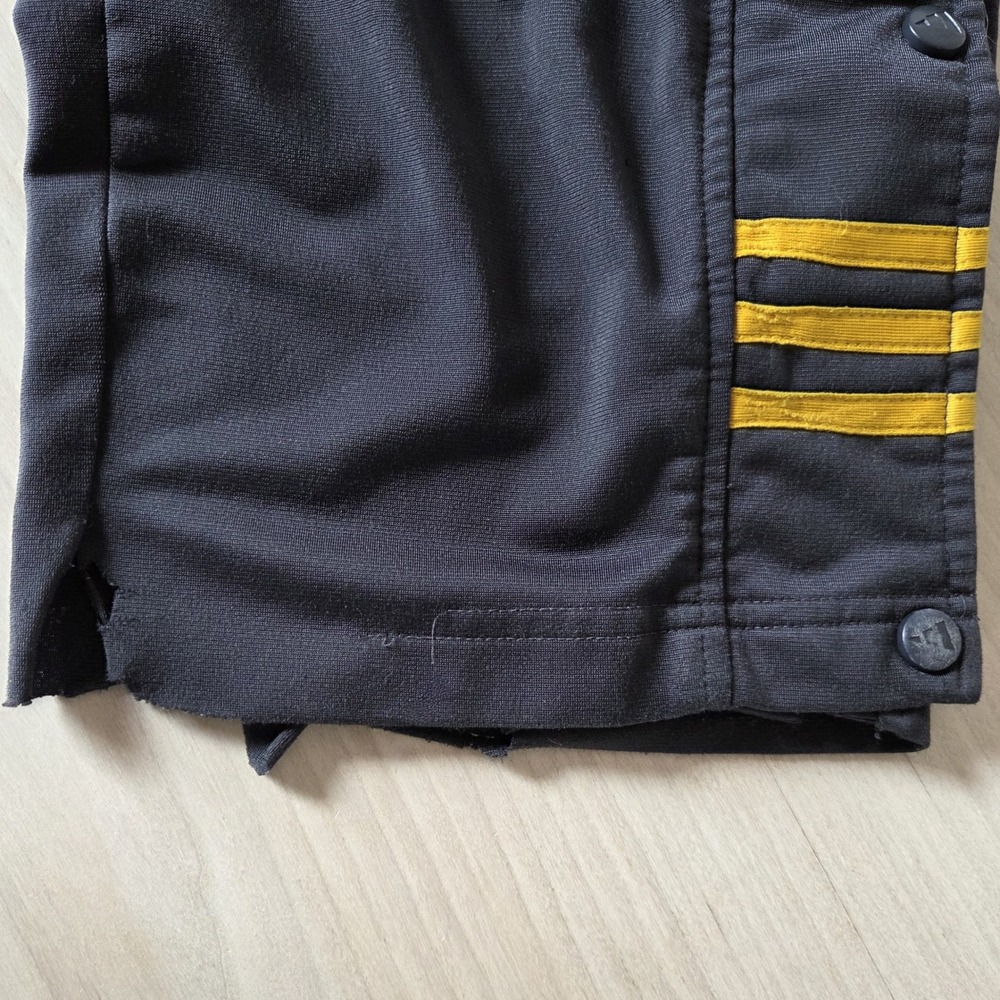 Vintage 2003 Adidas Snap Button Track Pants - Men's Medium Black/Yellow Thrashed - Picture 6 of 13